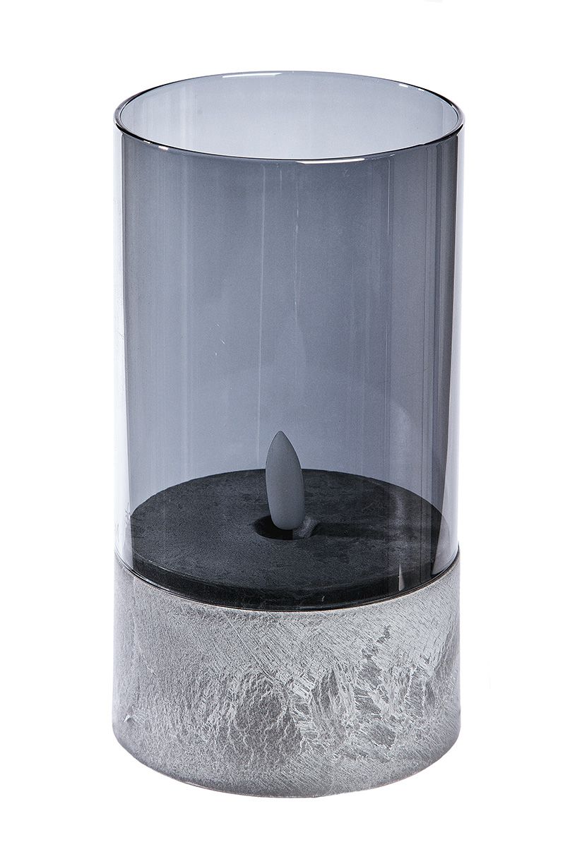 Set of 6 LED glass lanterns in grey – Available in three sizes with timer function