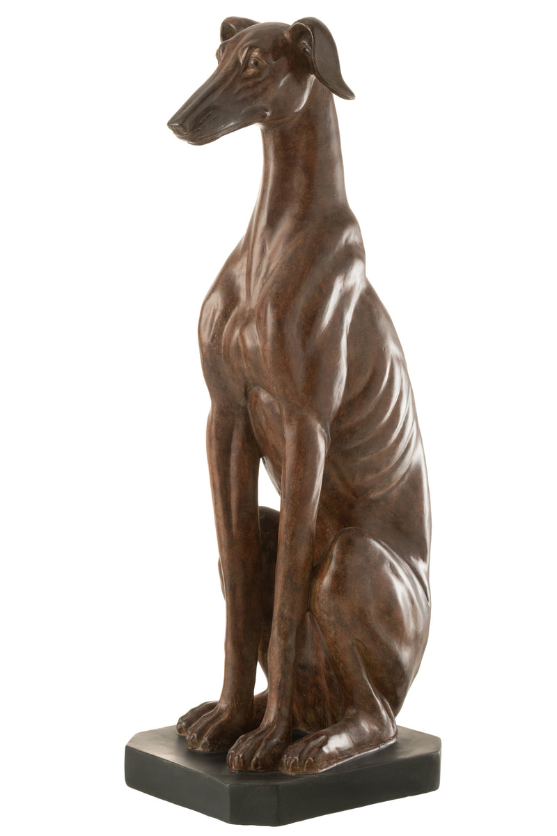 Realistic Greyhound Sculpture, Polyresin, Brown - Available in Two Sizes