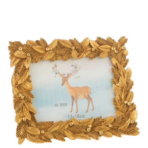 Set of 4 picture frames - leaf design with pearls in gold