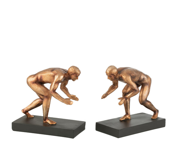Bookend set 'Sportler', polyresin, bronze - Stylish support for lovers of books and sports
