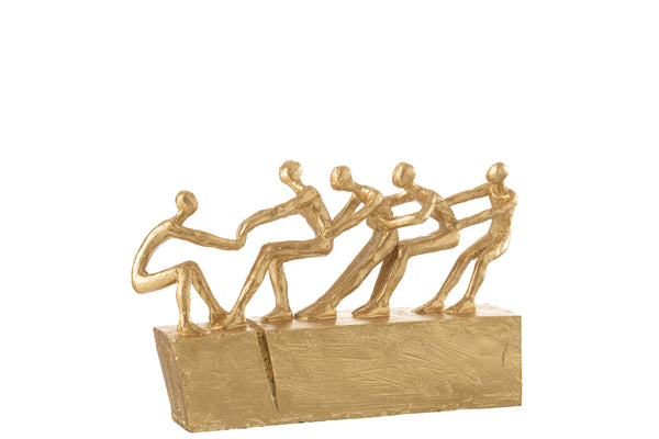 Goldene Skulptur Teamwork Freunde halten zusammen