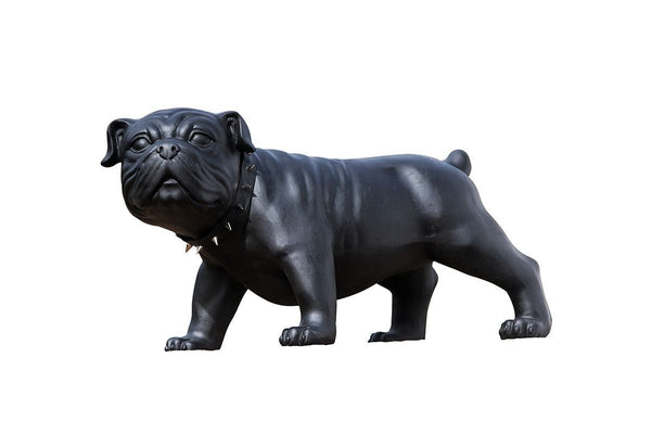 Beton hond bulldog Bobby in zwart breedte 70cm