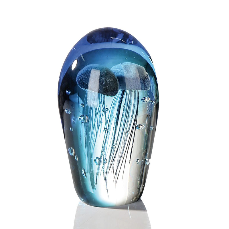 Handmade glass sculpture Blue Jellyfish - Blue / Clear Height 20cm