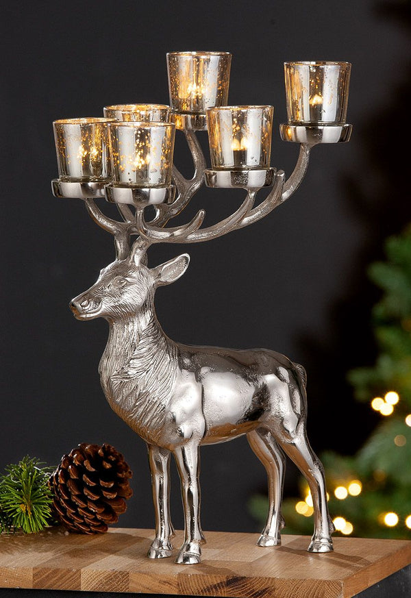 Noble candlestick deer "Forest View" - premium aluminum design