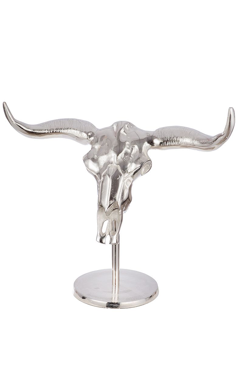 Silverskull - Versatile aluminum sculpture/wall object in silver, available in two sizes