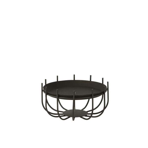 Compact black iron fire basket