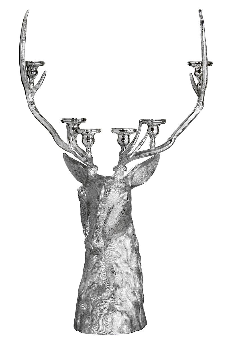 The Forest King - Luxurious aluminum deer sculpture and candle holder for a rustic atmosphere