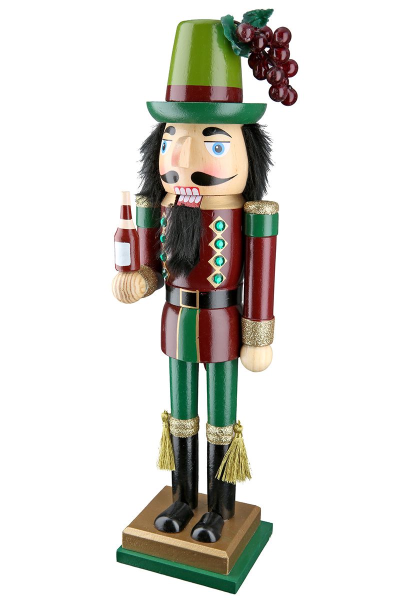 Nutcracker Wine Connoisseur Figure – 35 cm Wooden Decoration, Set of 2