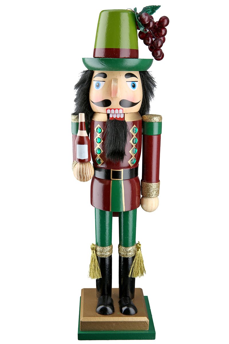 Nutcracker Wine Connoisseur Figure – 35 cm Wooden Decoration, Set of 2