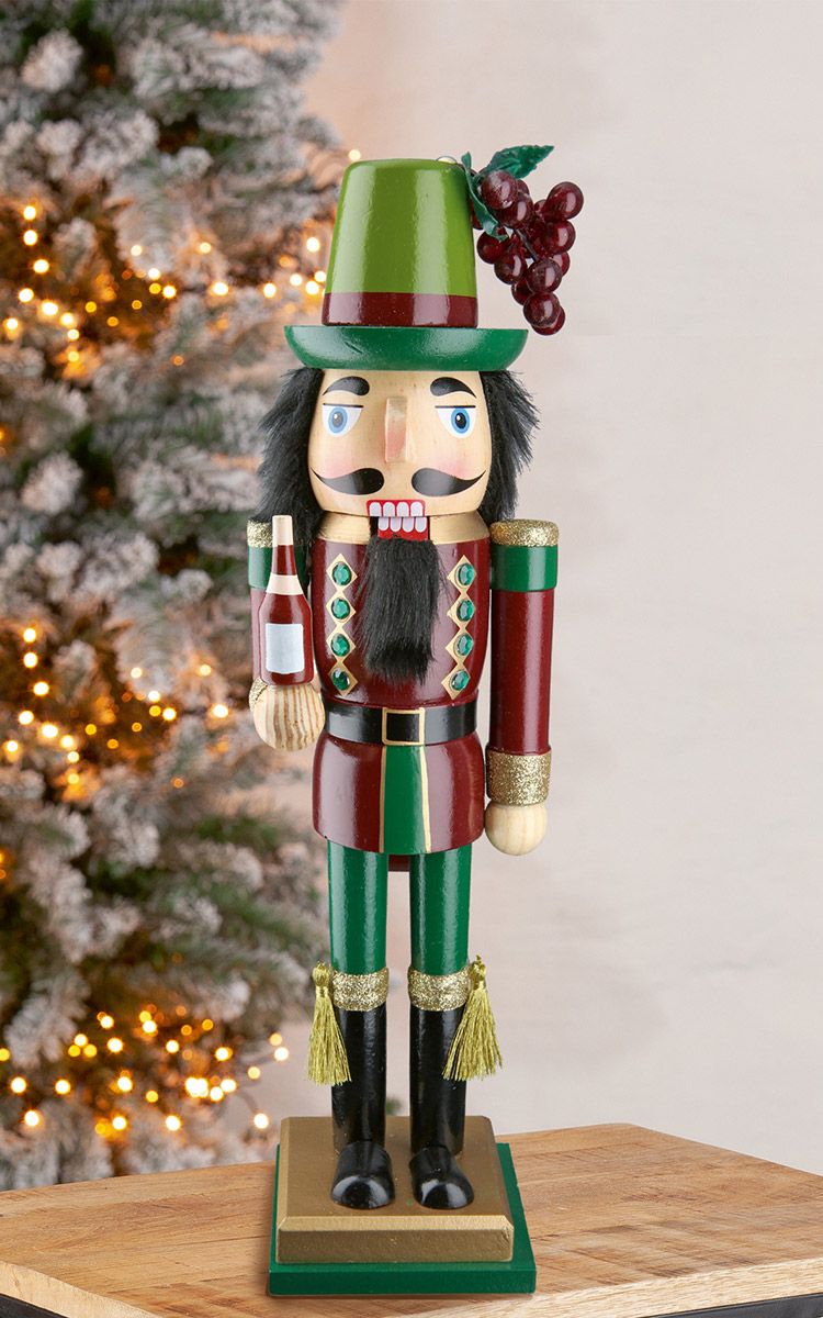 Nutcracker Wine Connoisseur Figure – 35 cm Wooden Decoration, Set of 2