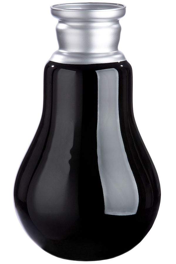 Glazen vaas "Retro" in zwart en zilver