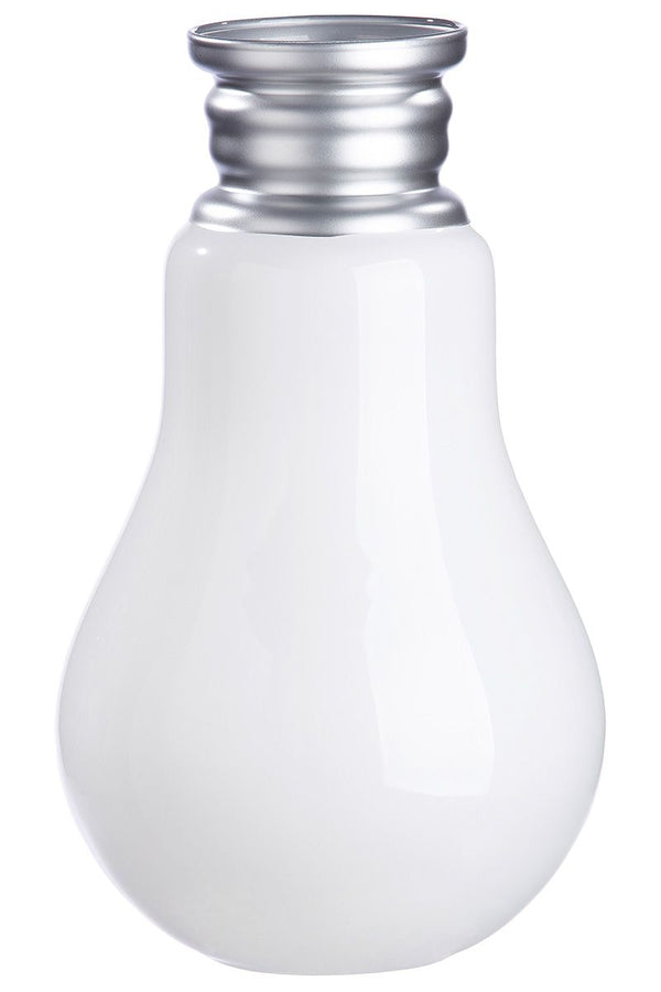 Glas Vase "Retro" in Weiß und Silberfarben