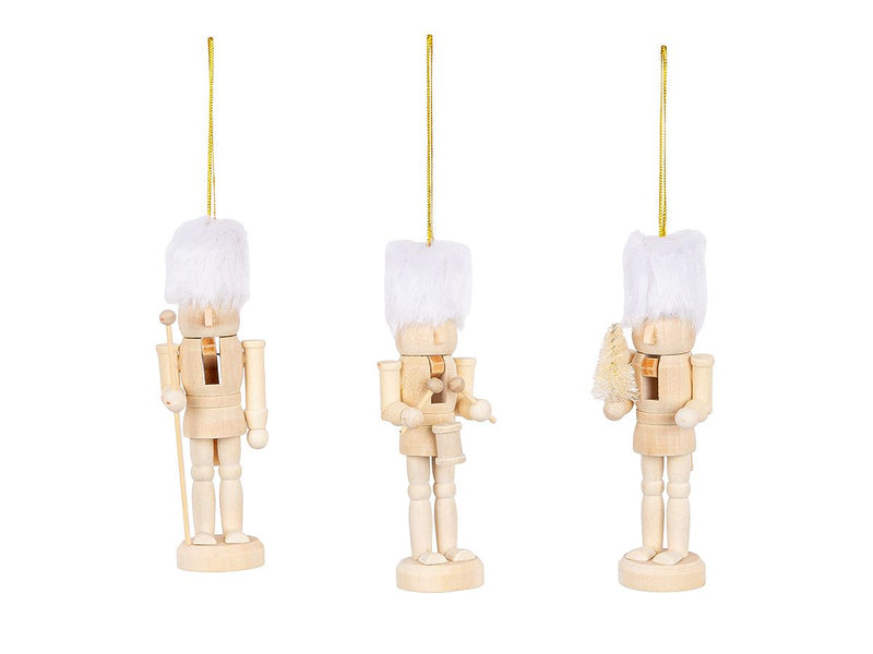 Nutcracker hanger Norbert made of wood with fur hat – set of 6, 13 cm natural colors