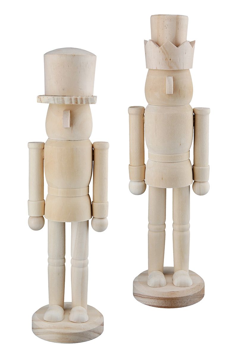 Nutcracker figure "Norbert" in a set of 8 - natural wood, 24 cm