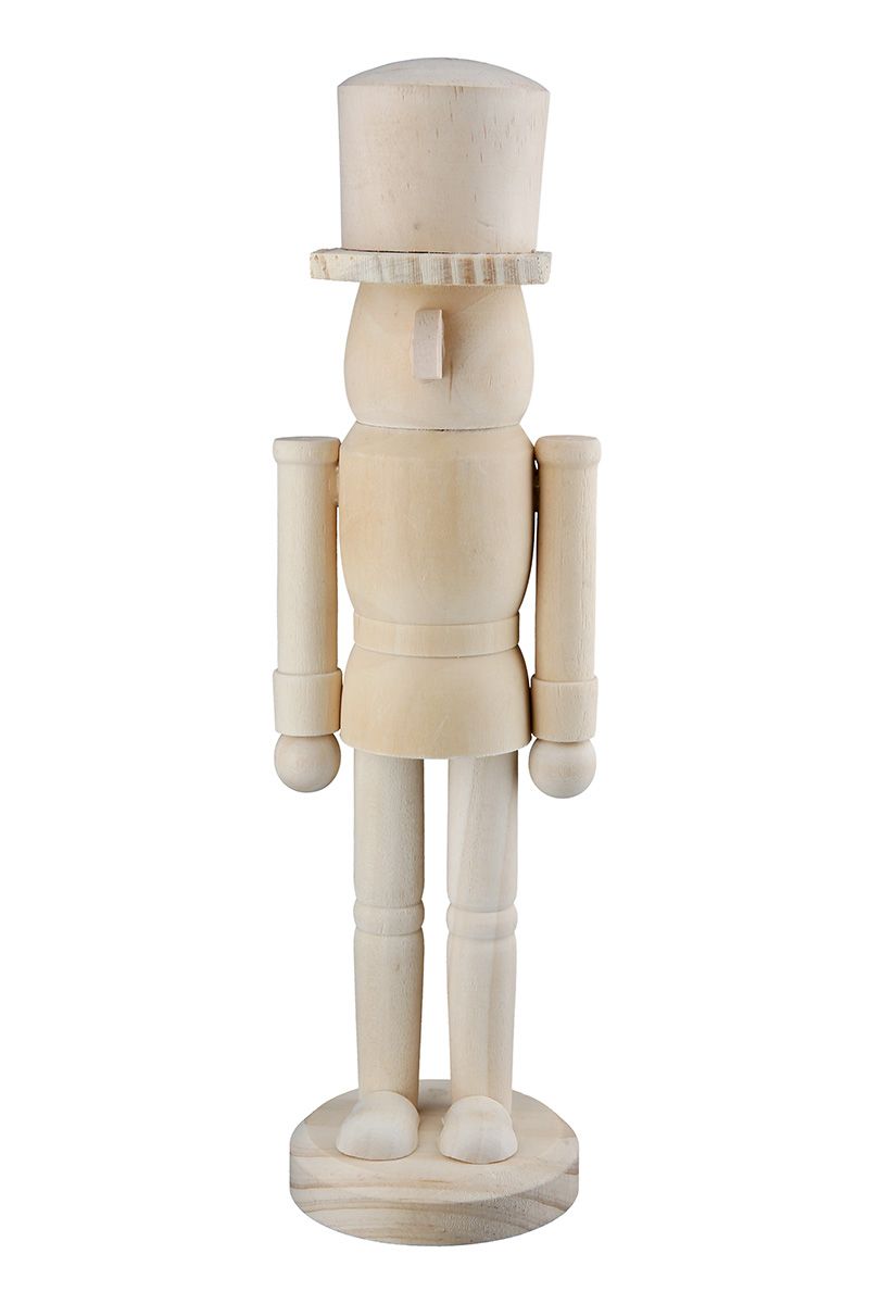 Nutcracker figure "Norbert" in a set of 8 - natural wood, 24 cm