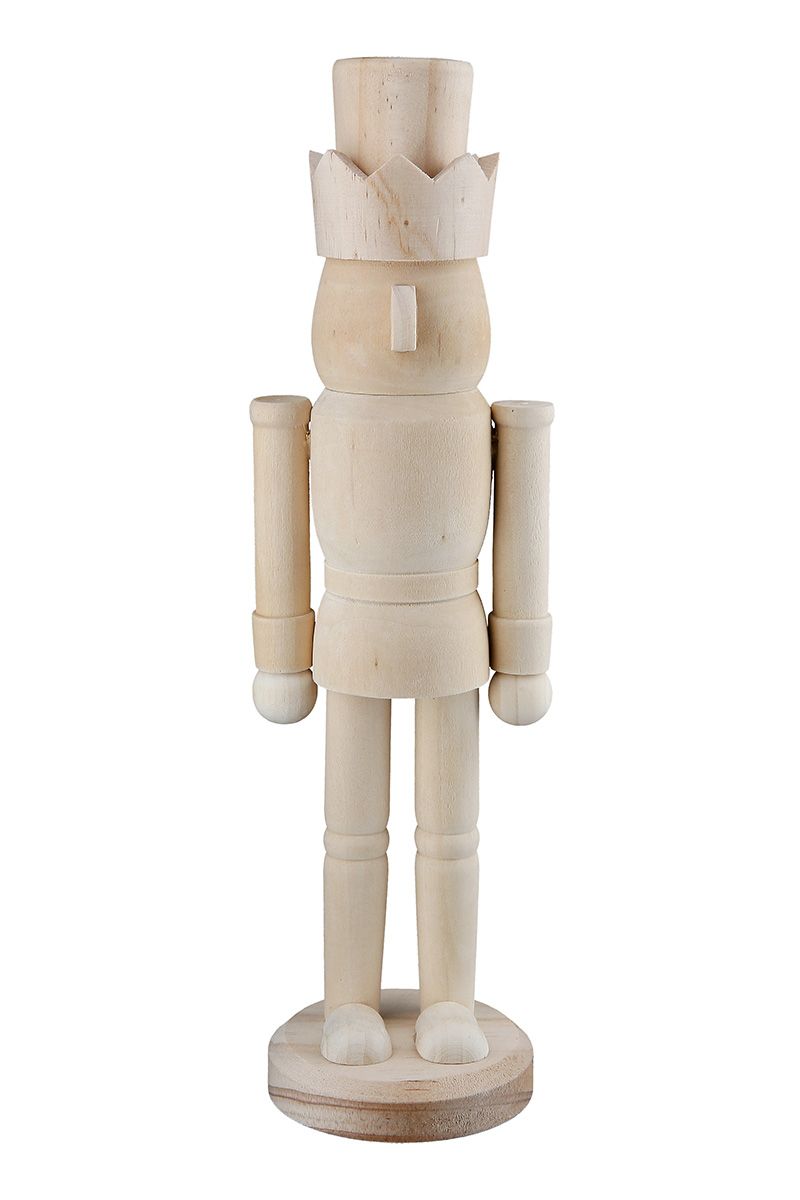 Nutcracker figure "Norbert" in a set of 8 - natural wood, 24 cm