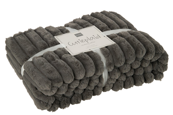 Set of 2 blankets 'Plaid Cord' polyester, dark gray or powder grey