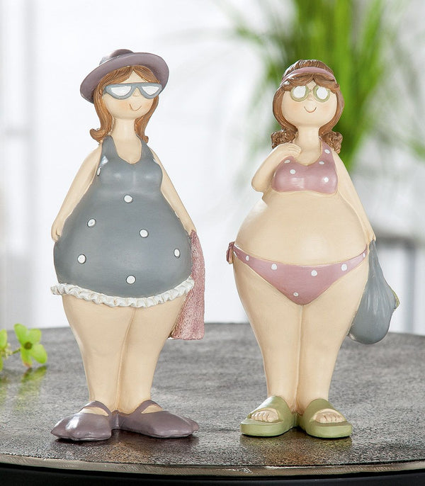 Magical set of 2 poly figure Molli standing in grey/pink - bikini/swimsuit