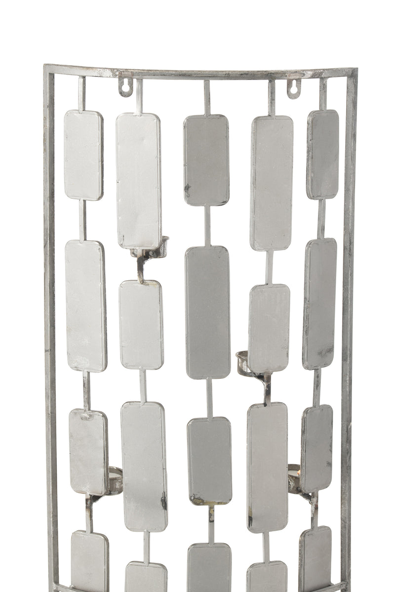 Wall decoration with metal tealight holder and mirrors in grey – large