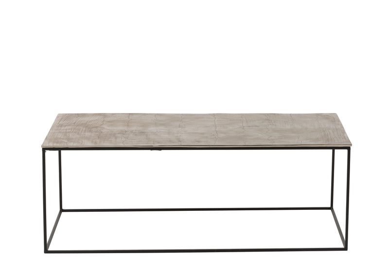 Rechthoekige salontafel in zilverzwart - geoxideerd aluminium ijzer