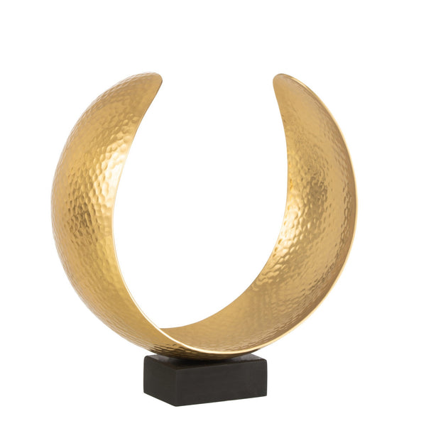 Elegante 2er Set Mond Dekorationen aus Goldfarbenem Aluminium