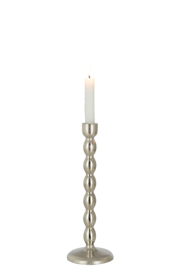 Set of 4 Matte Ball Candle Holders, Aluminum, Silver, Small