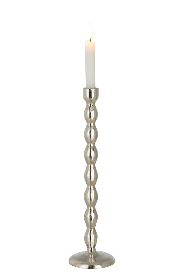 Set of 4 Matte Ball Candle Holders, Aluminum, Silver