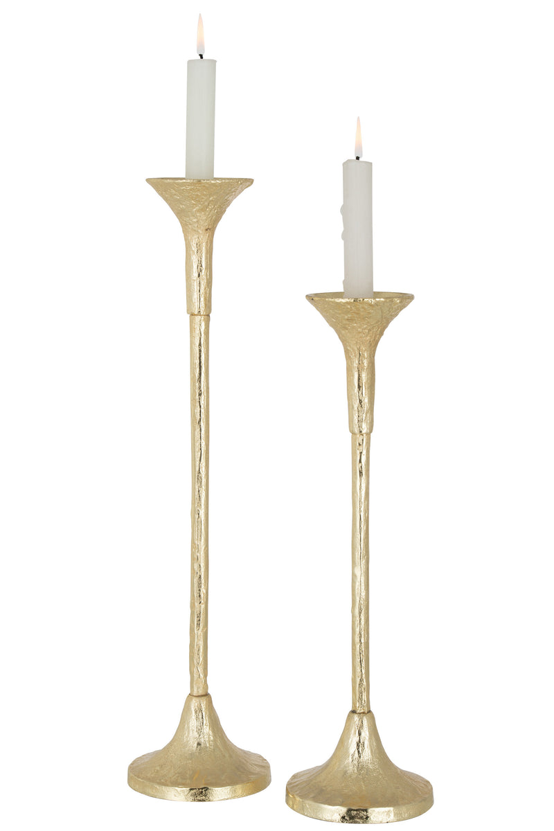 2-piece set Marie candle holders Elegant matt gold aluminum for stylish room accents