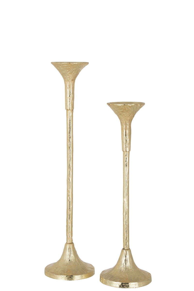 2-piece set Marie candle holders Elegant matt gold aluminum for stylish room accents