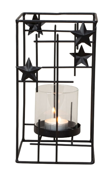 Black metal star candle holder – 22 cm