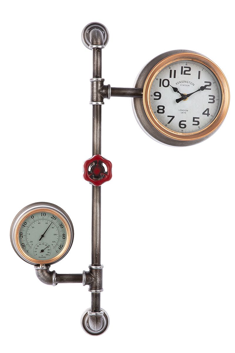 Multifunctionele wandklok 'Abola' met thermometer en hygrometer - precisie ontmoet vintage stijl