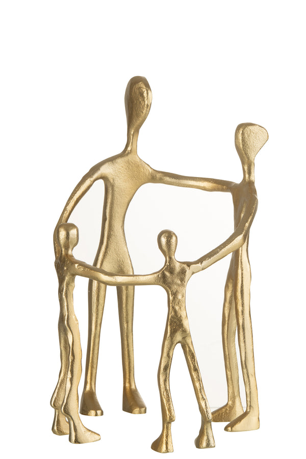 Elegant set of 2 family in a circle sculptures made of golden aluminum