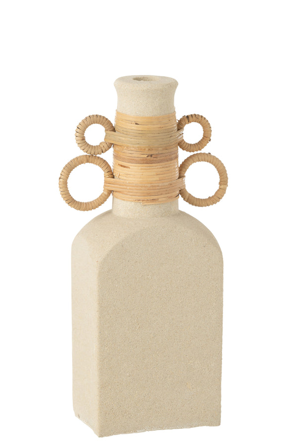 2er-Set Vase Celine mit 4 Ringen aus Zement, Sandfarben