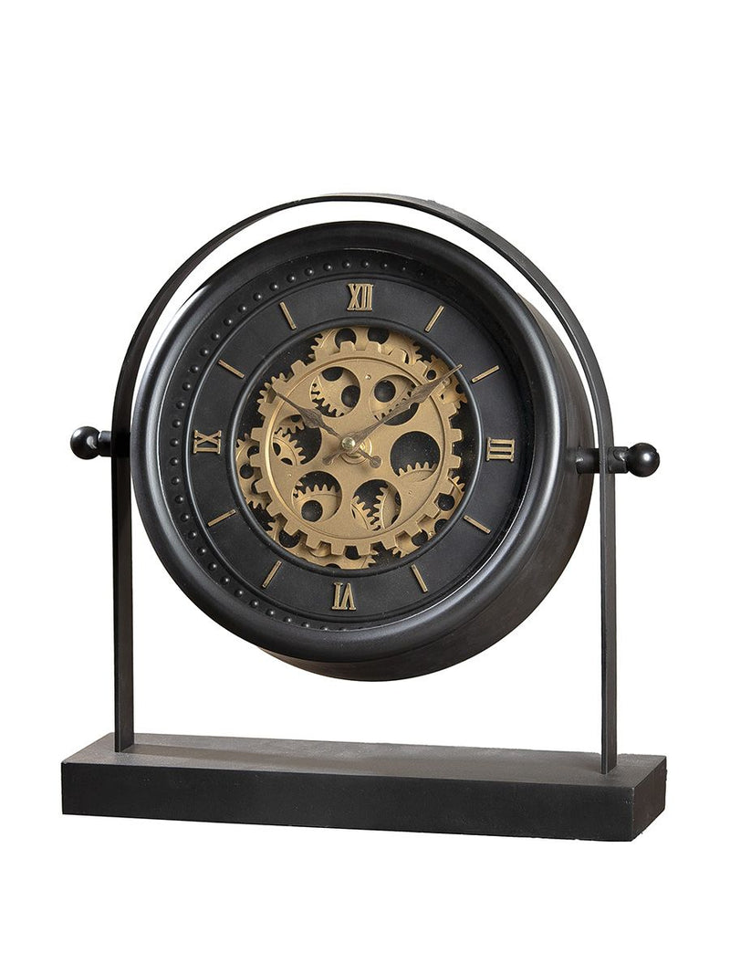 Mechanical table clock 'Angulo' with adjustable angle and movable gears - a modern piece of time