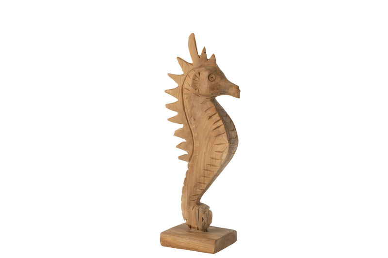 Set of 2 Seahorse Mia - Hand Carved in Natural Wood