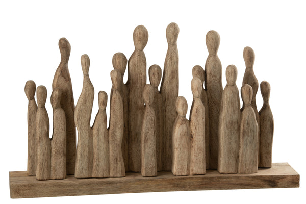 Large group of people, handcrafted from wood, natural - A statement of community and craftsmanship