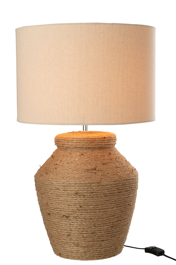 Table lamp NATURE - Earth-toned ceramic art with a cream-colored lampshade for a natural ambience