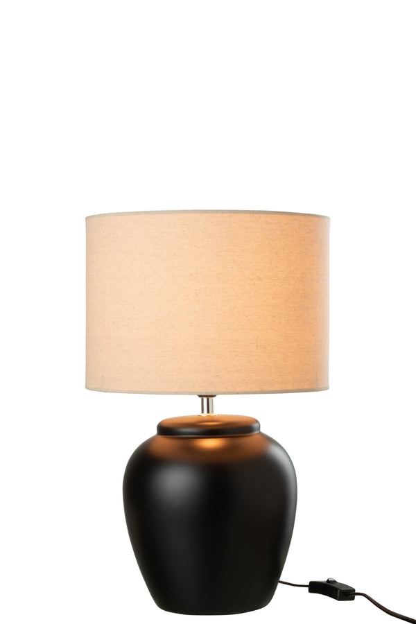 Elegant ceramic table lamp with linen lampshade – black