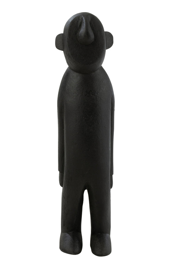 Ngurah Wooden Figure in Elegant Black - Handmade Art Sculpture