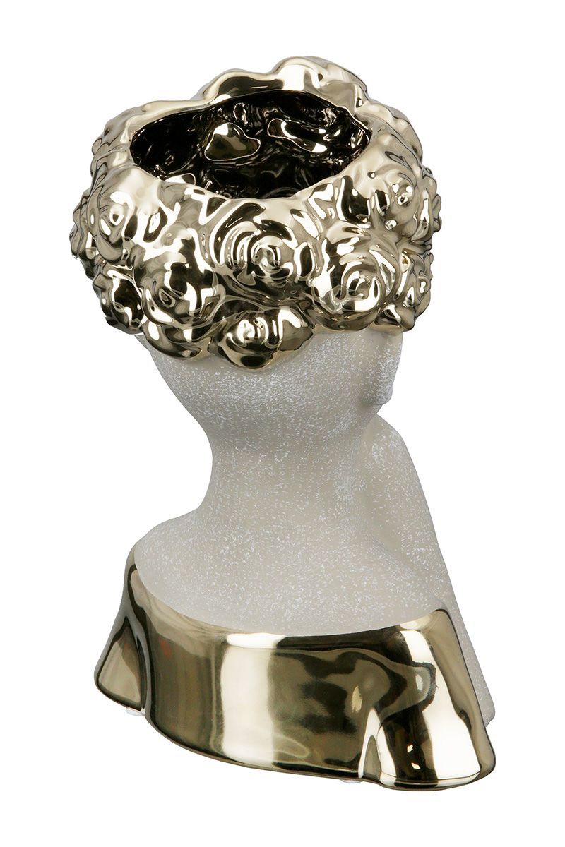 Pretty - Two-tone ceramic sculpture vase in matt gray and shiny gold