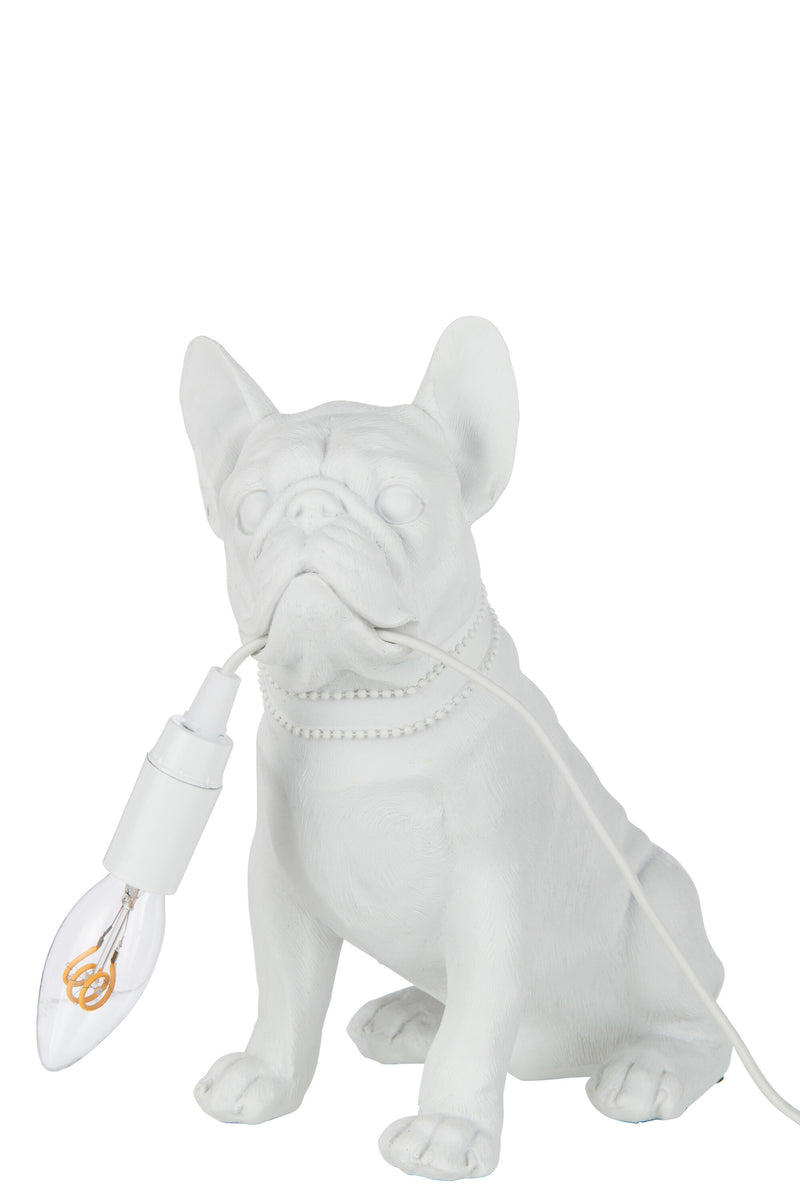 Set of 2 table lamps 'Bulldog' made of poly - a charming duo in black or white