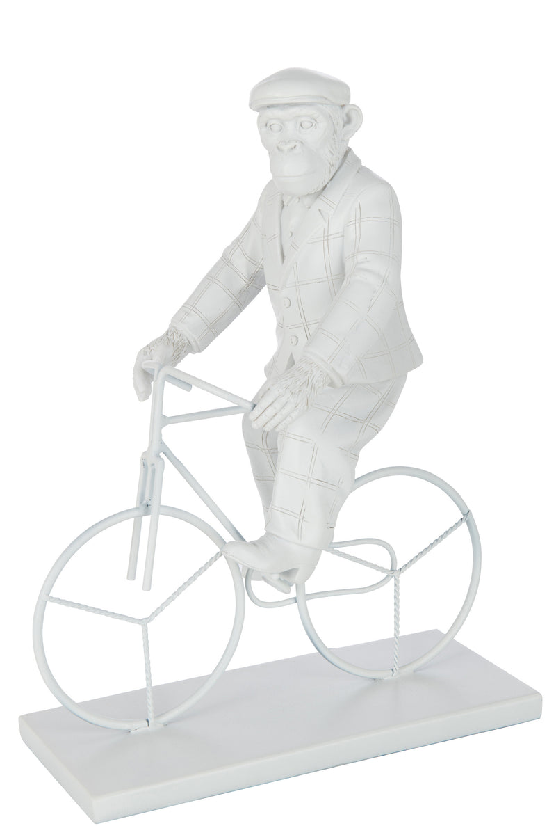 Set of 2 monkeys on bicycles made of poly in white - unique decoration with charm