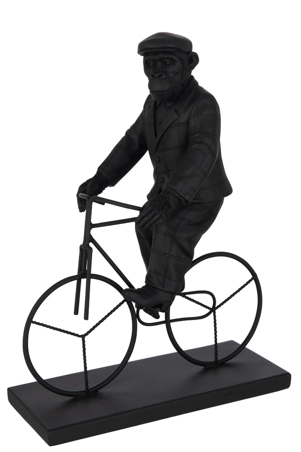 Set of 2 black poly monkeys on bicycles - unique decoration with charm