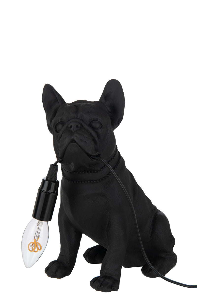 Set of 2 table lamps 'Bulldog' made of poly - a charming duo in black or white