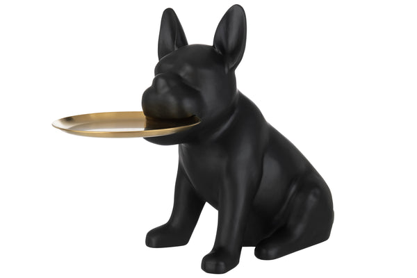 Bulldog dienblad van poly in elegant zwart/goud - stijlvolle decoratie en functionaliteit