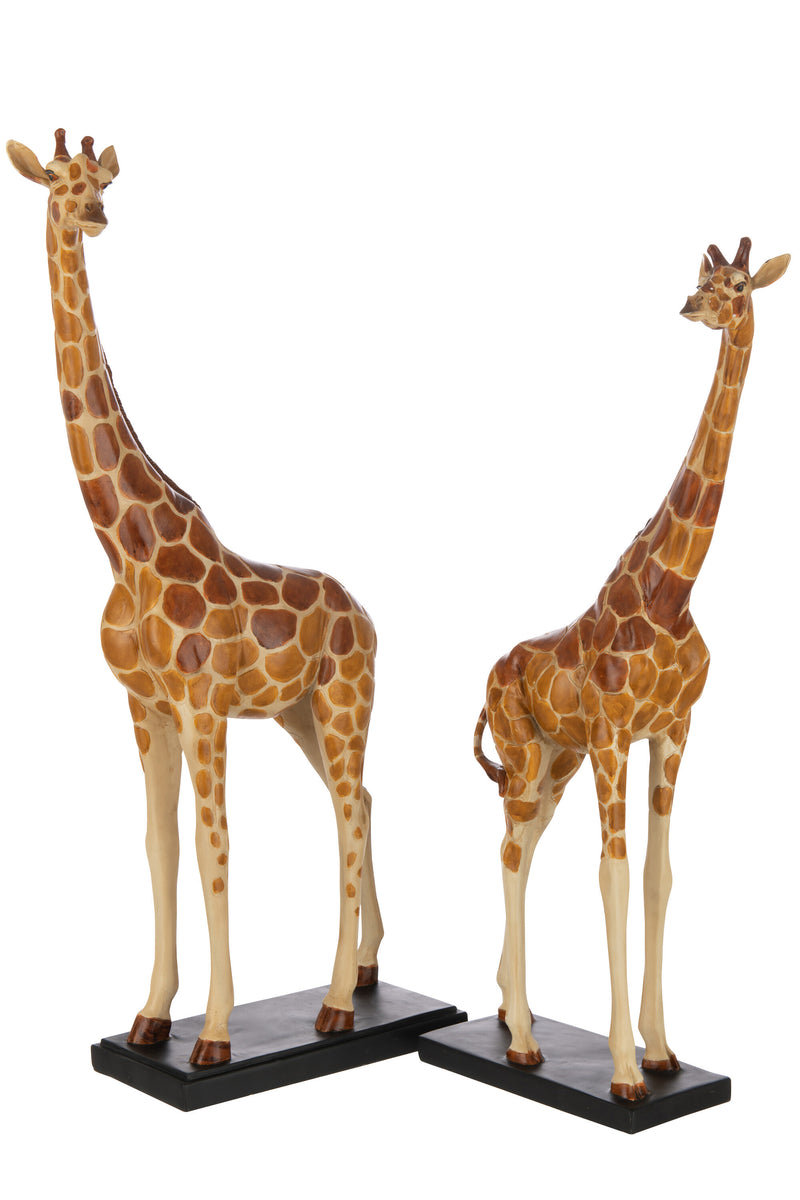 Authentieke polyresin giraf in natuurlijke kleur - decoratieve sculptuur in drie maten