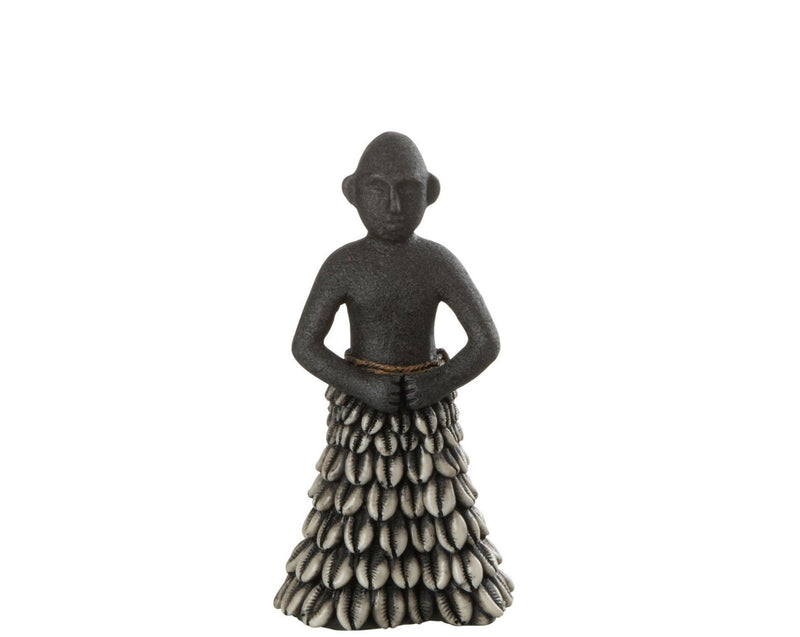Set van 6 etnische VUXAN figuren - staande mannen gemaakt van steen/hars in zwart of beige