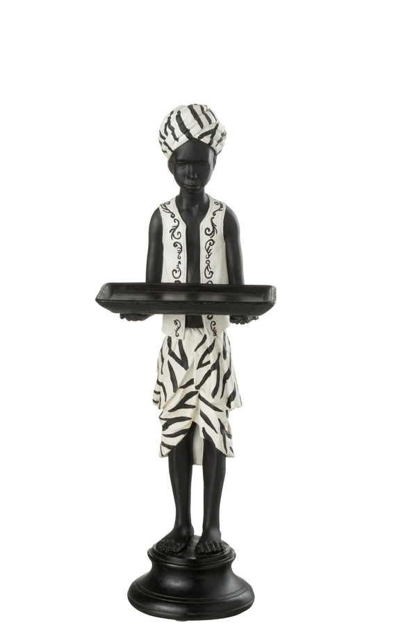 Set of 2 Ethnic Boy Figures Standing with Tray - High quality poly decoration