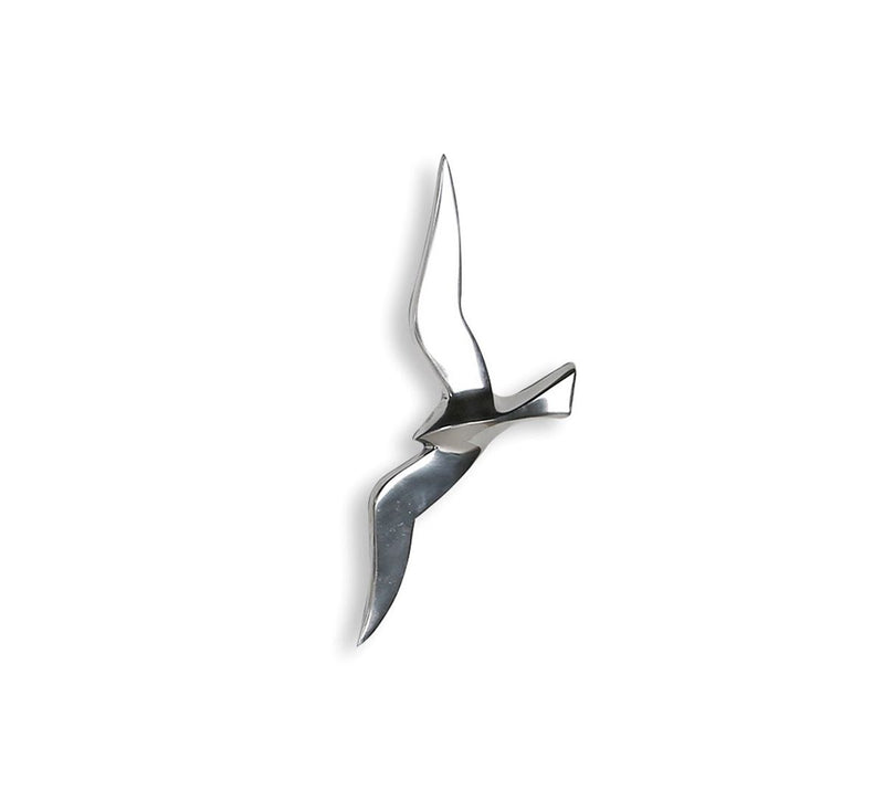 Elegant wall object Flying Birds made of polished aluminium, 34x14cm seagulls