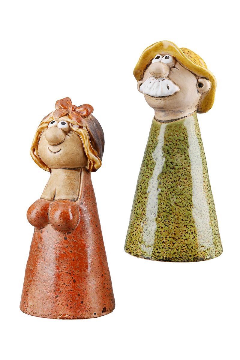 4er Set Hans & Hilde Zaunhocker-Set – Keramikfiguren für Gartenzaun